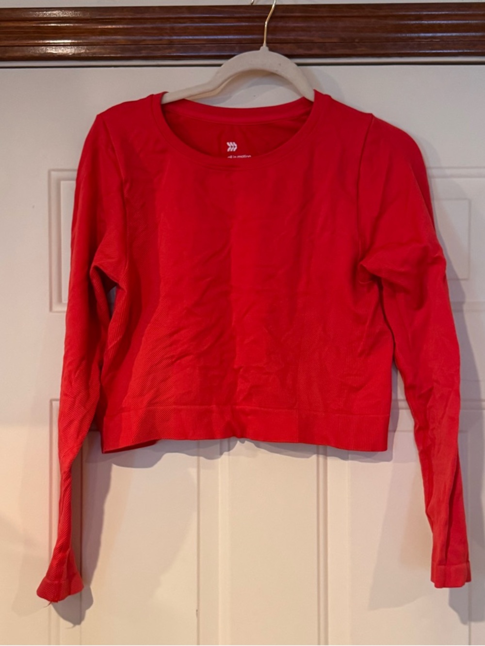 all in motion Red Long-Sleeve Cropped Crew Top